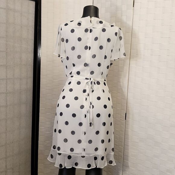 BRAND NEW KARL LAGERFELD PARIS WOMEN'S FAUX WRAP RUFFLE CHIFFON DRESS - Picture 11 of 16